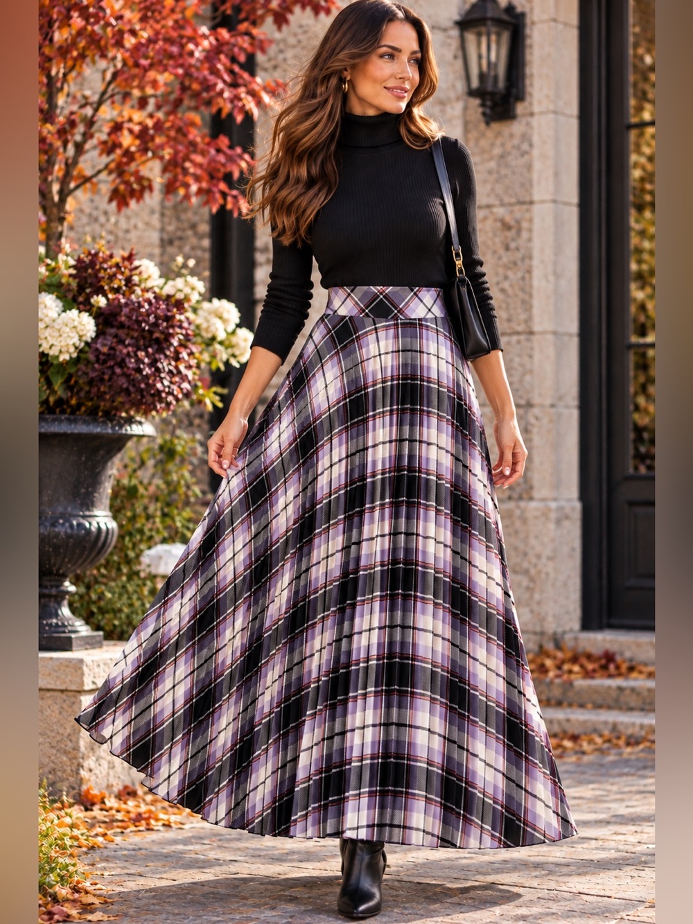 Next Tailoring Pleated Plaid Maxi Skirt
